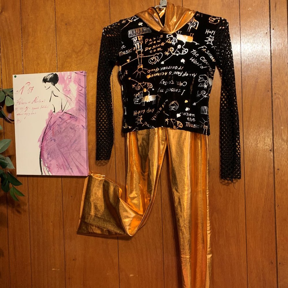 Dansco Metallic Gold /Black Hip Hop Costume 2-pc L